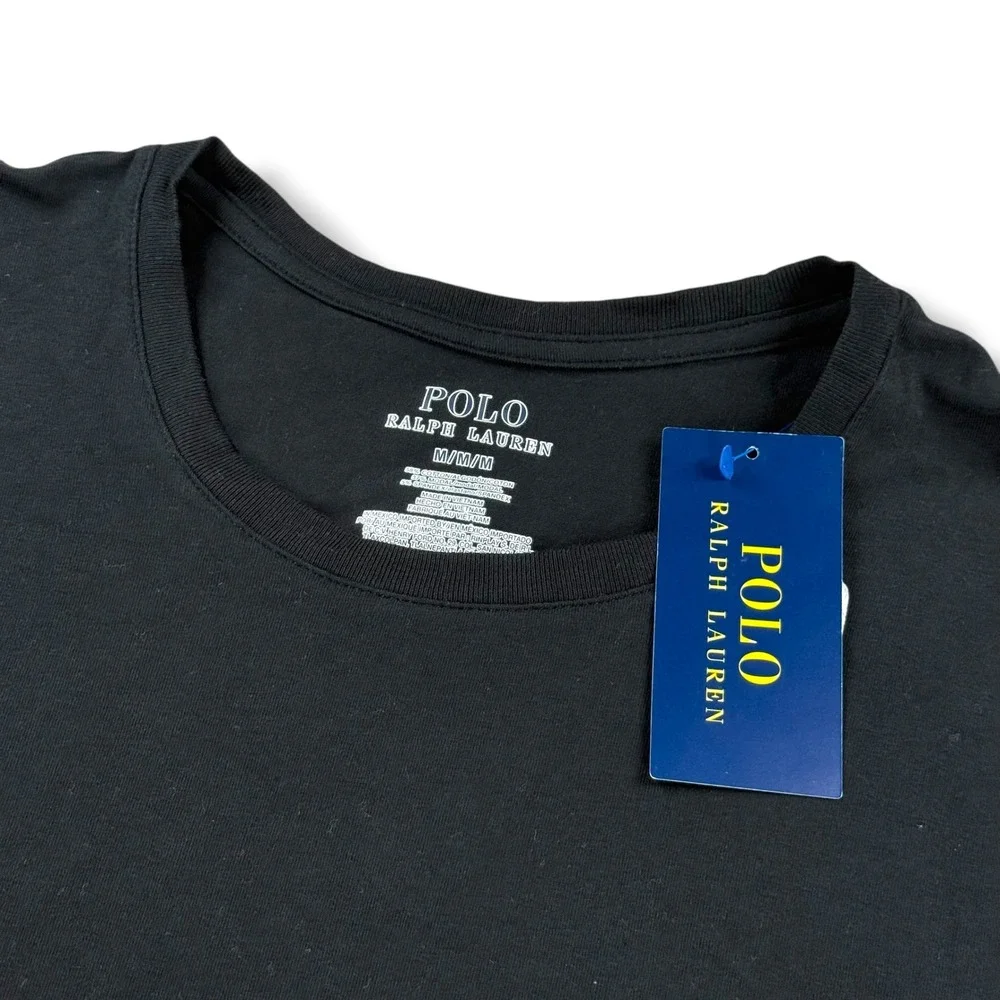 Polo‎ Ralph Lauren Mens Black Long Sleeve Rainbow Script Logo Graphic T-Shirt M